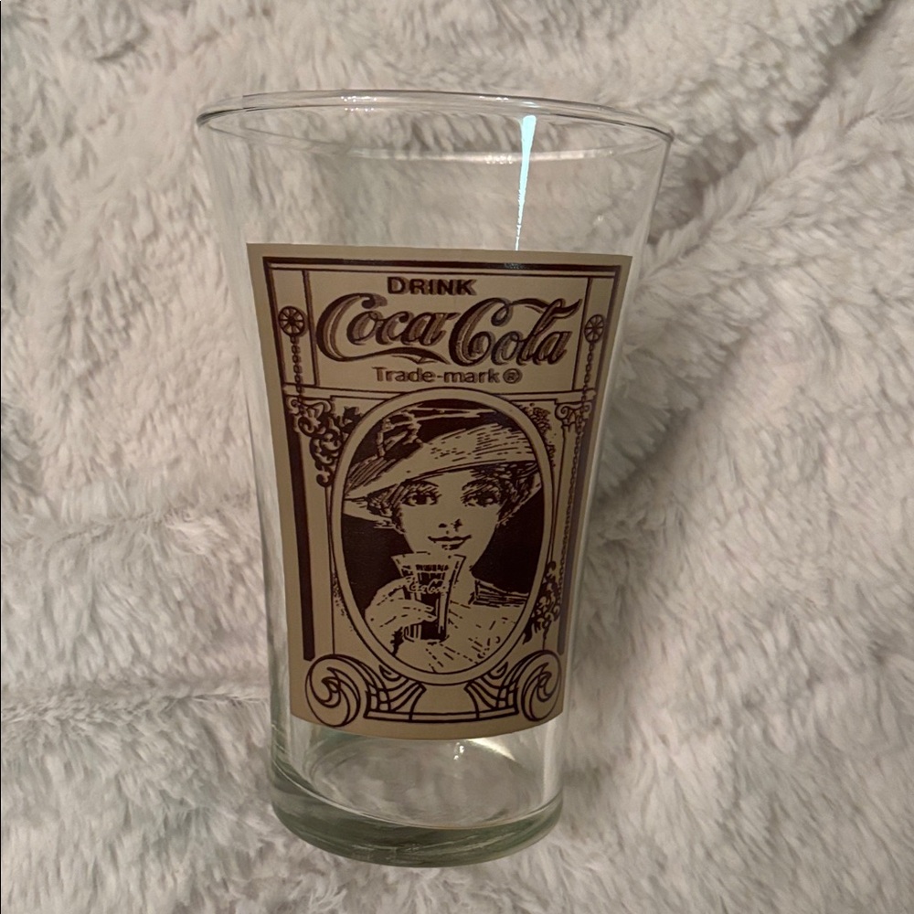 VTG Coca-Cola Glass with Brown Artwork